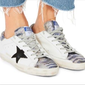 🔥🔥EUC GOLDEN GOOSE SUPERSTAR ZEBRA GLITTER BLACK-STAR SIZE 7!!!!